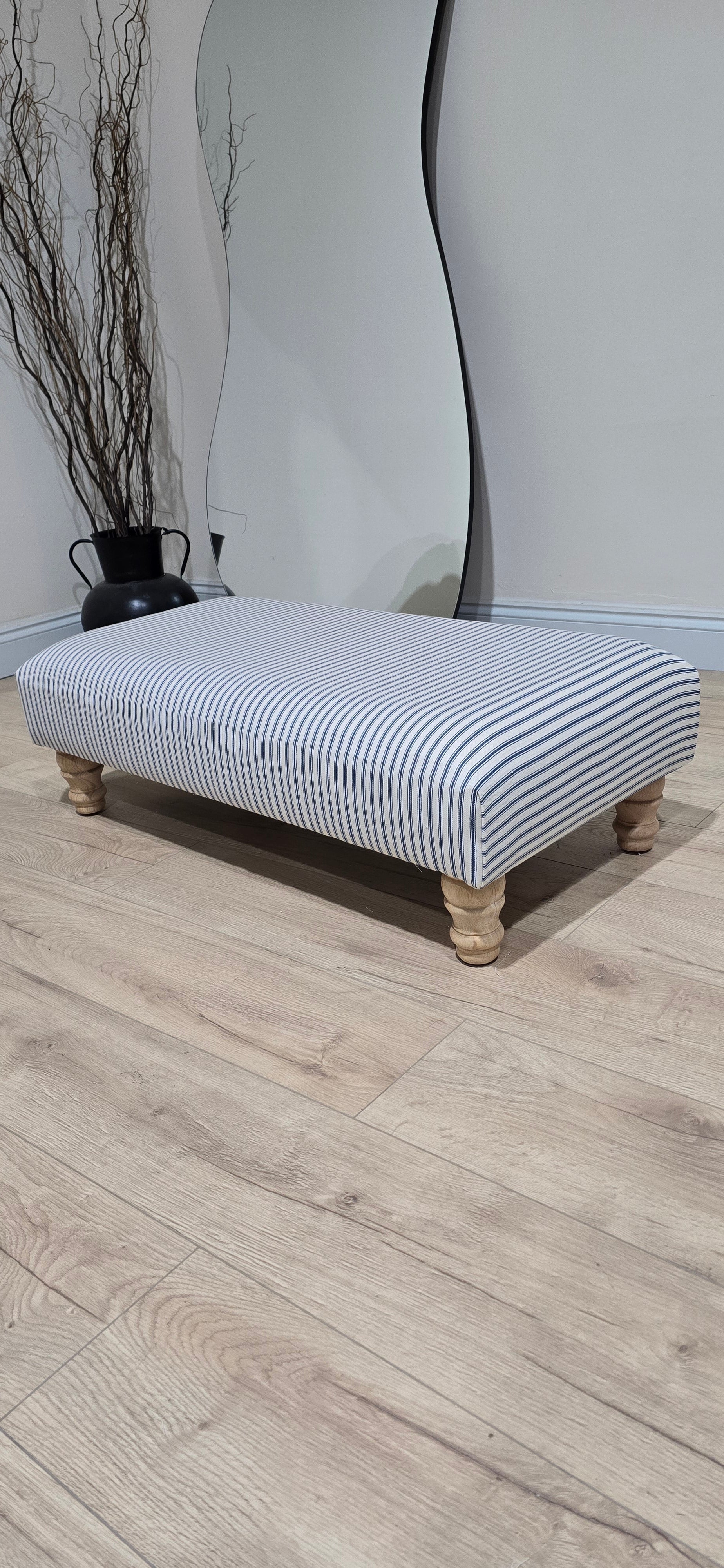 Blue Stripe footstool non storage - ISTOOLS