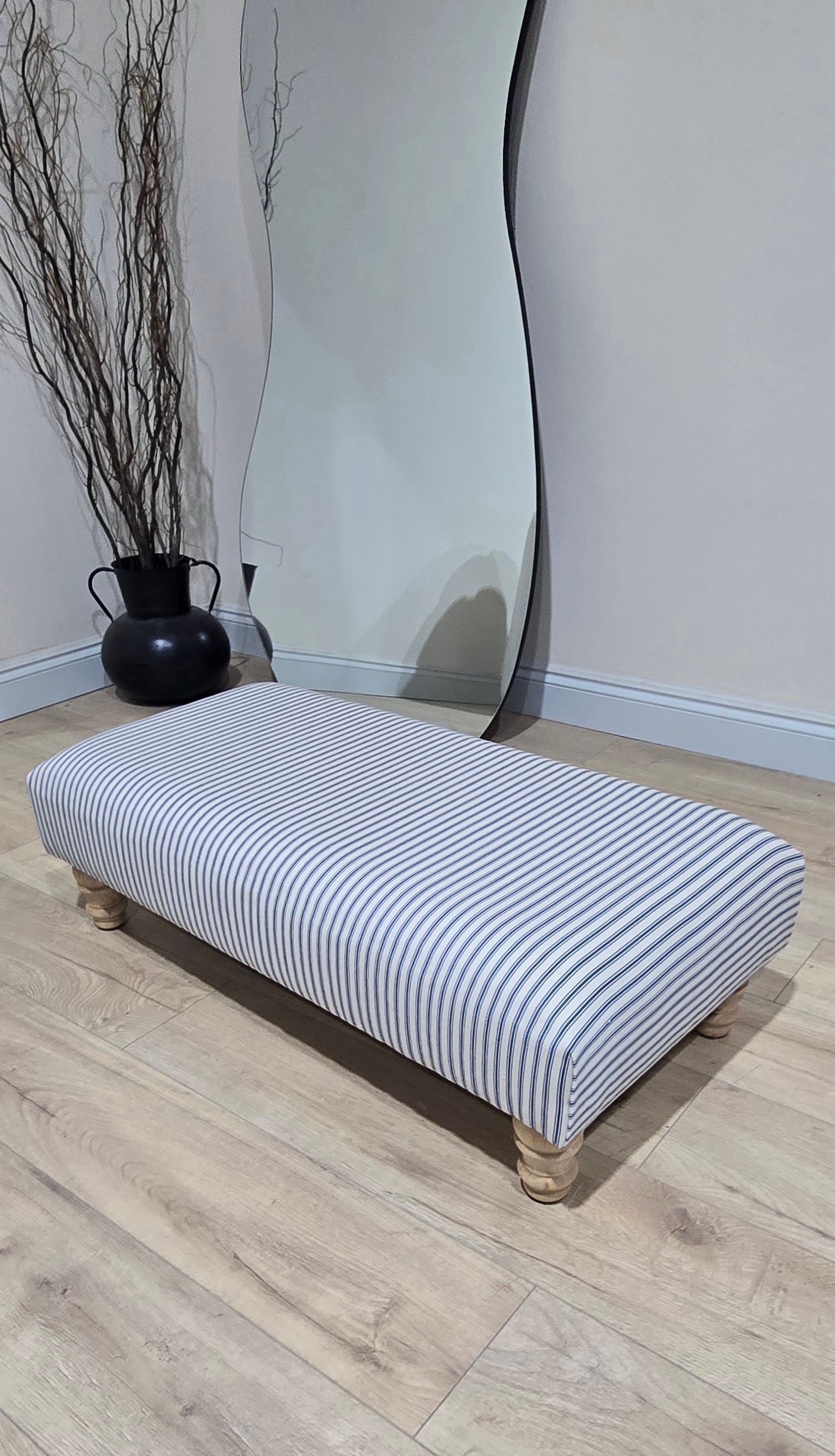 Blue Stripe footstool non storage - ISTOOLS