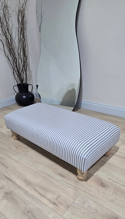 Blue Stripe footstool non storage - ISTOOLS