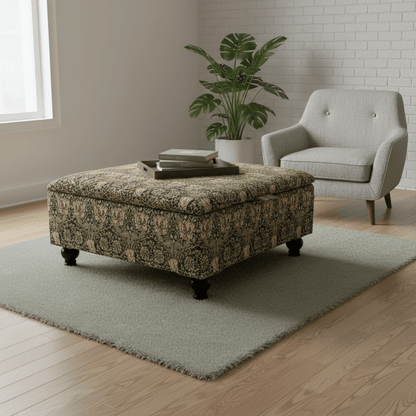 Boho Chic Large Storage Footstool – Multi - Toned Designer Ottoman & Coffee Table for Eclectic Homes - ISTOOLS