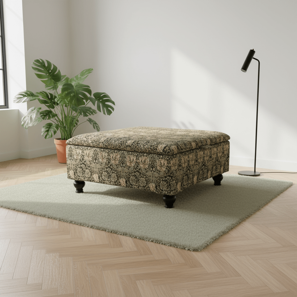 Boho Chic Large Storage Footstool – Multi - Toned Designer Ottoman & Coffee Table for Eclectic Homes - ISTOOLS