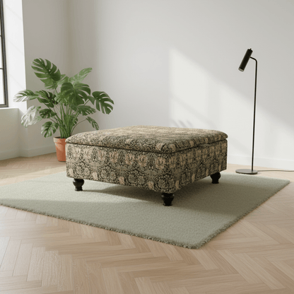 Boho Chic Large Storage Footstool – Multi - Toned Designer Ottoman & Coffee Table for Eclectic Homes - ISTOOLS