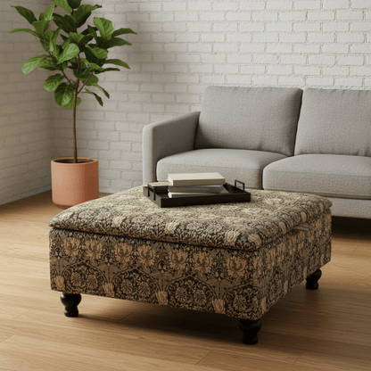 Boho Chic Large Storage Footstool – Multi - Toned Designer Ottoman & Coffee Table for Eclectic Homes - ISTOOLS