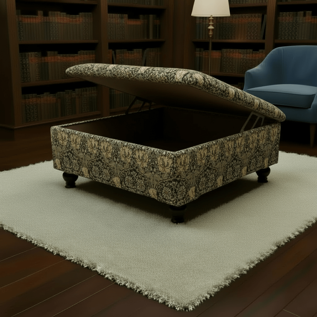 Boho Chic Large Storage Footstool – Multi - Toned Designer Ottoman & Coffee Table for Eclectic Homes - ISTOOLS