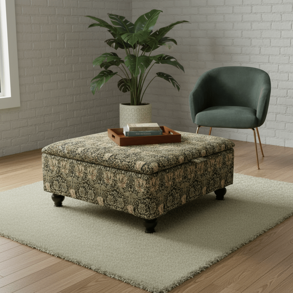 Boho Chic Large Storage Footstool – Multi - Toned Designer Ottoman & Coffee Table for Eclectic Homes - ISTOOLS