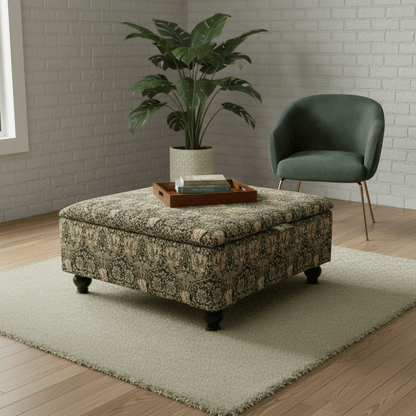 Boho Chic Large Storage Footstool – Multi - Toned Designer Ottoman & Coffee Table for Eclectic Homes - ISTOOLS
