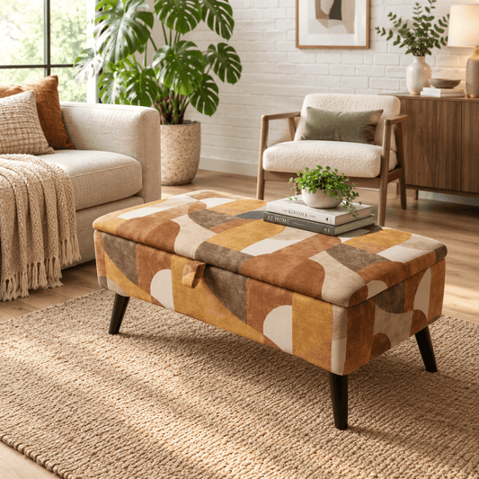Boho Chic Long Ottoman – Multi-Toned Storage Bench & Blanket Box - ISTOOLS