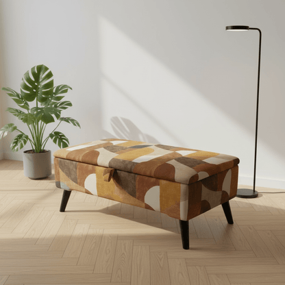 Boho Chic Long Ottoman – Multi - Toned Storage Bench & Blanket Box - ISTOOLS