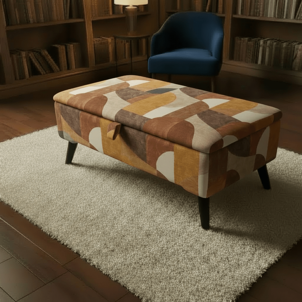 Boho Chic Long Ottoman – Multi - Toned Storage Bench & Blanket Box - ISTOOLS