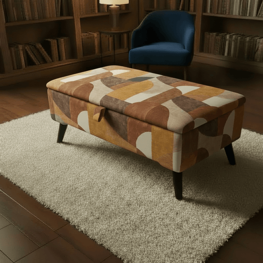Boho Chic Long Ottoman – Multi - Toned Storage Bench & Blanket Box - ISTOOLS