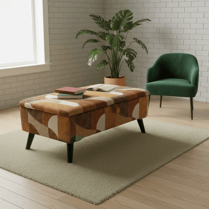 Boho Chic Long Ottoman – Multi - Toned Storage Bench & Blanket Box - ISTOOLS