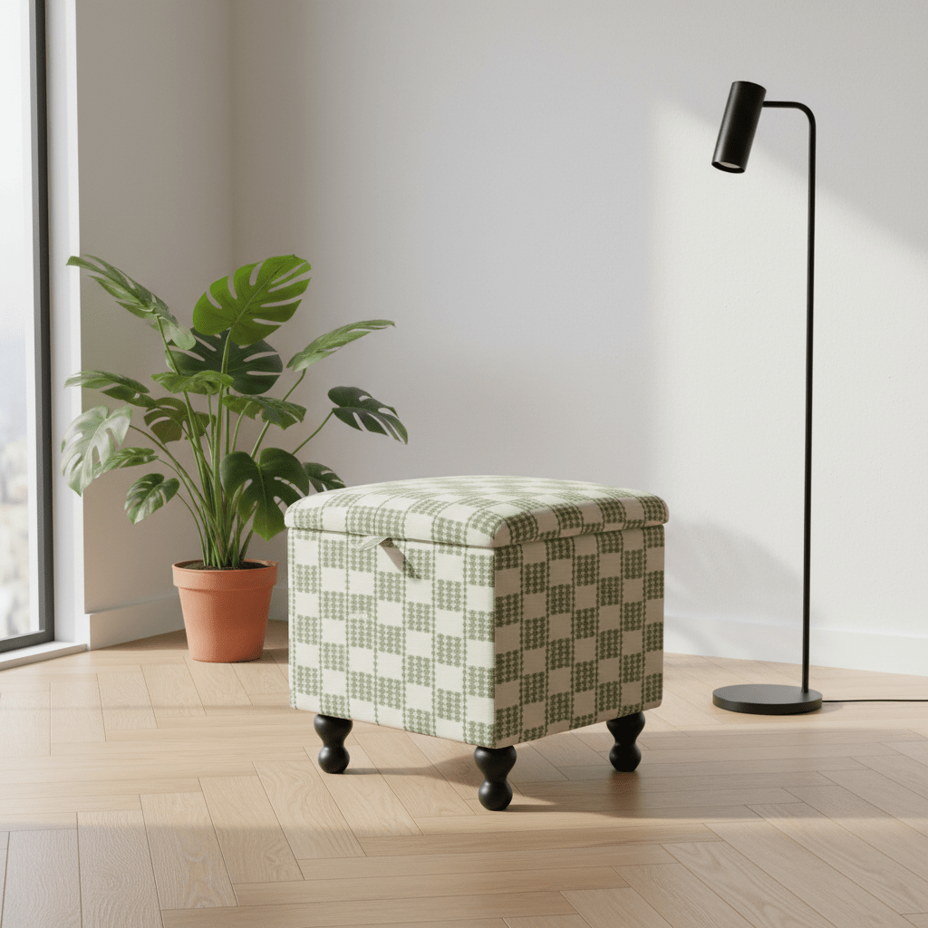 Boho Chic Square Footstool – Handcrafted UK Storage Ottoman with Designer Pattern - ISTOOLS