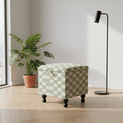 Boho Chic Square Footstool – Handcrafted UK Storage Ottoman with Designer Pattern - ISTOOLS