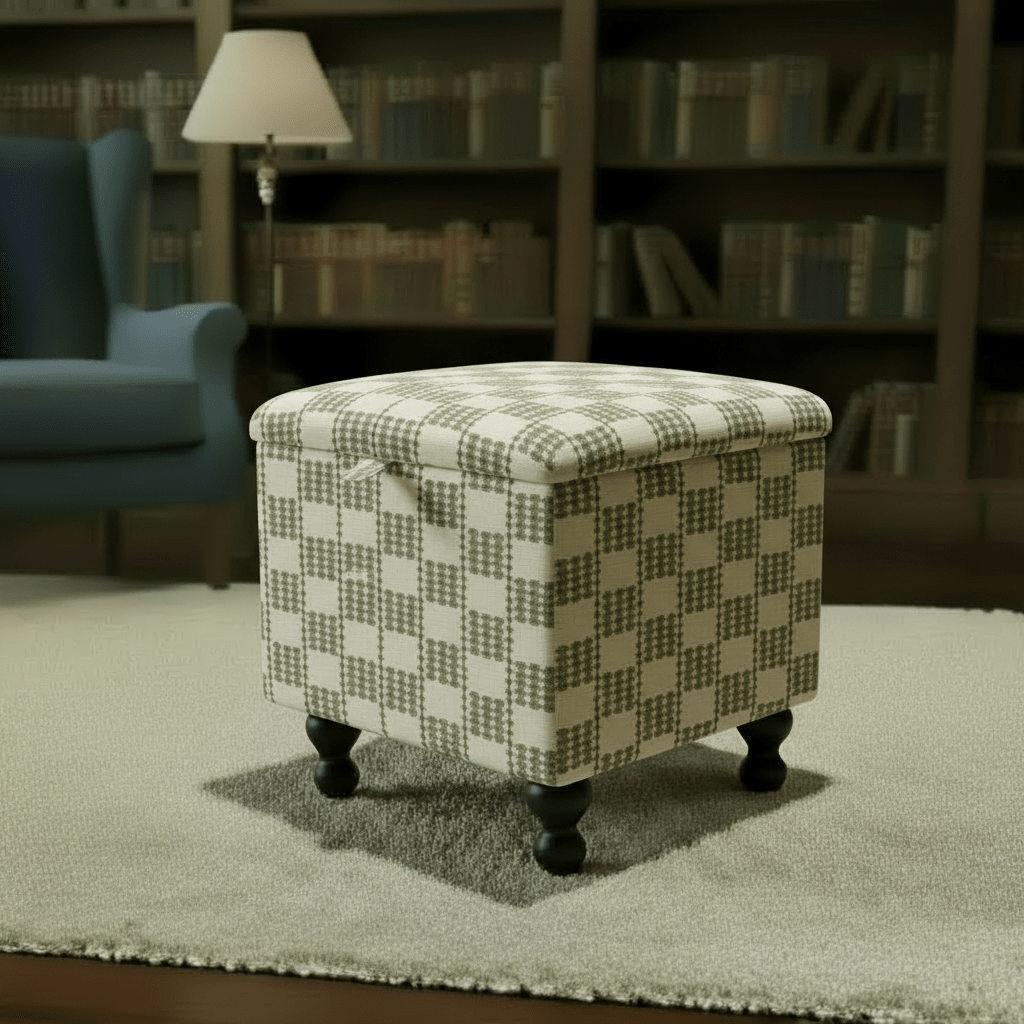 Boho Chic Square Footstool – Handcrafted UK Storage Ottoman with Designer Pattern - ISTOOLS