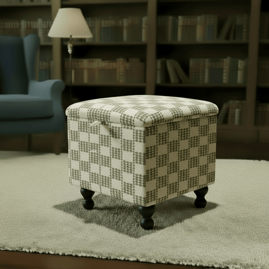 Boho Chic Square Footstool – Handcrafted UK Storage Ottoman with Designer Pattern - ISTOOLS