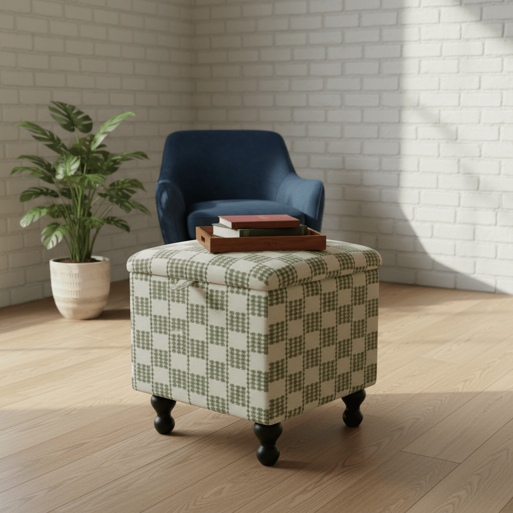 Boho Chic Square Footstool – Handcrafted UK Storage Ottoman with Designer Pattern - ISTOOLS