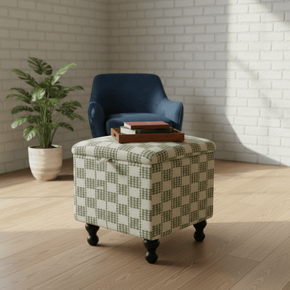 Boho Chic Square Footstool – Handcrafted UK Storage Ottoman with Designer Pattern - ISTOOLS