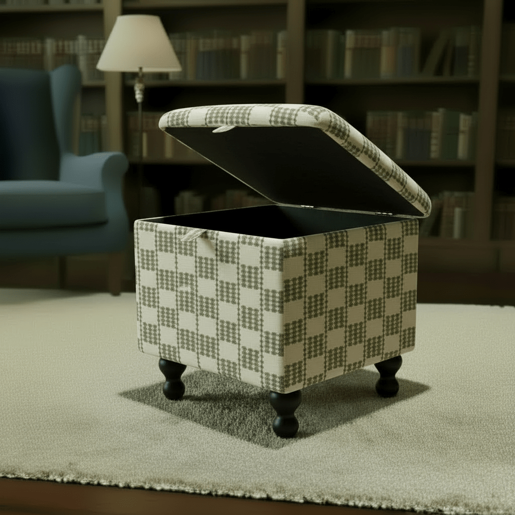 Boho Chic Square Footstool – Handcrafted UK Storage Ottoman with Designer Pattern - ISTOOLS