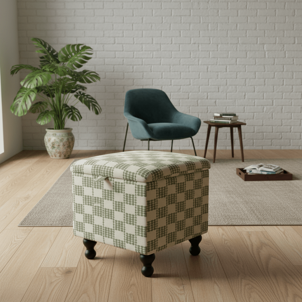 Boho Chic Square Footstool – Handcrafted UK Storage Ottoman with Designer Pattern - ISTOOLS