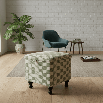 Boho Chic Square Footstool – Handcrafted UK Storage Ottoman with Designer Pattern - ISTOOLS
