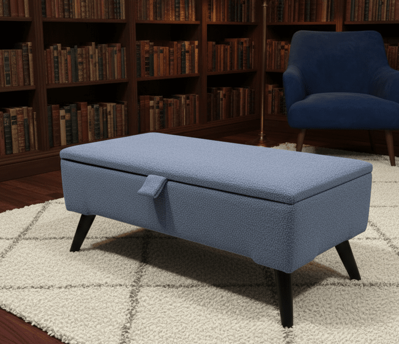 Boucle dark grey storage ottoman bench with hidden storage compartment - ISTOOLS