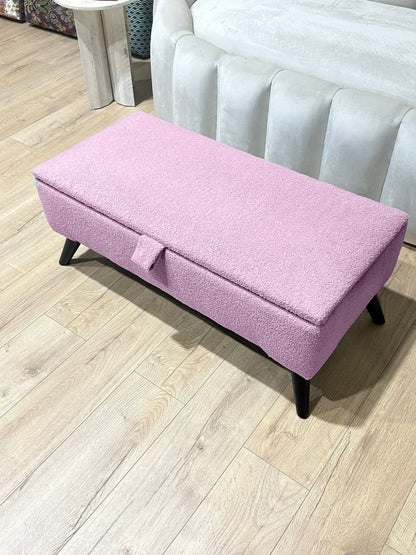 Boucle fabric Plain Ottoman Storage Bench | Ottoman Bench - ISTOOLS
