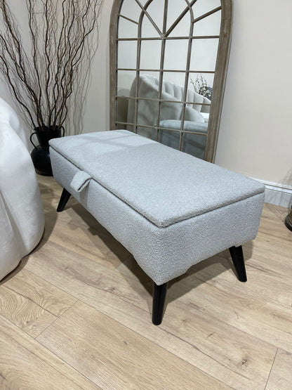 Boucle fabric Plain Ottoman Storage Bench | Ottoman Bench - ISTOOLS