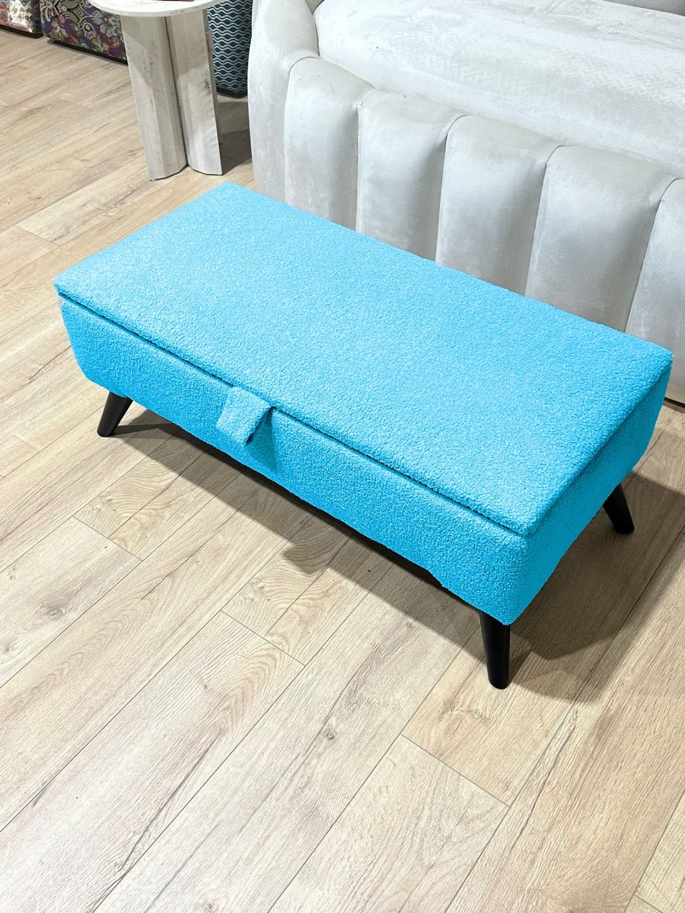 Boucle fabric Plain Ottoman Storage Bench | Ottoman Bench - ISTOOLS