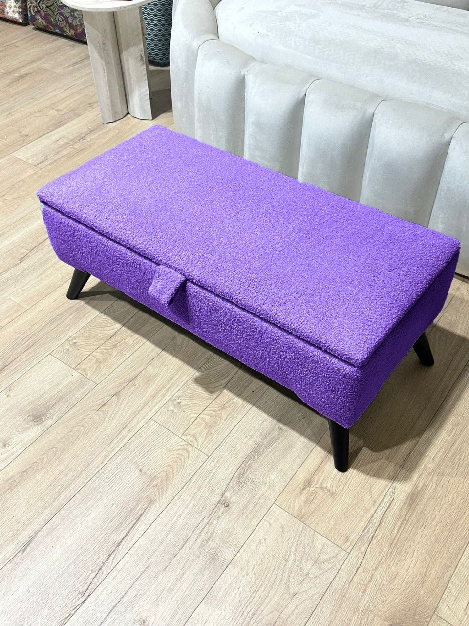 Boucle fabric Plain Ottoman Storage Bench | Ottoman Bench - ISTOOLS