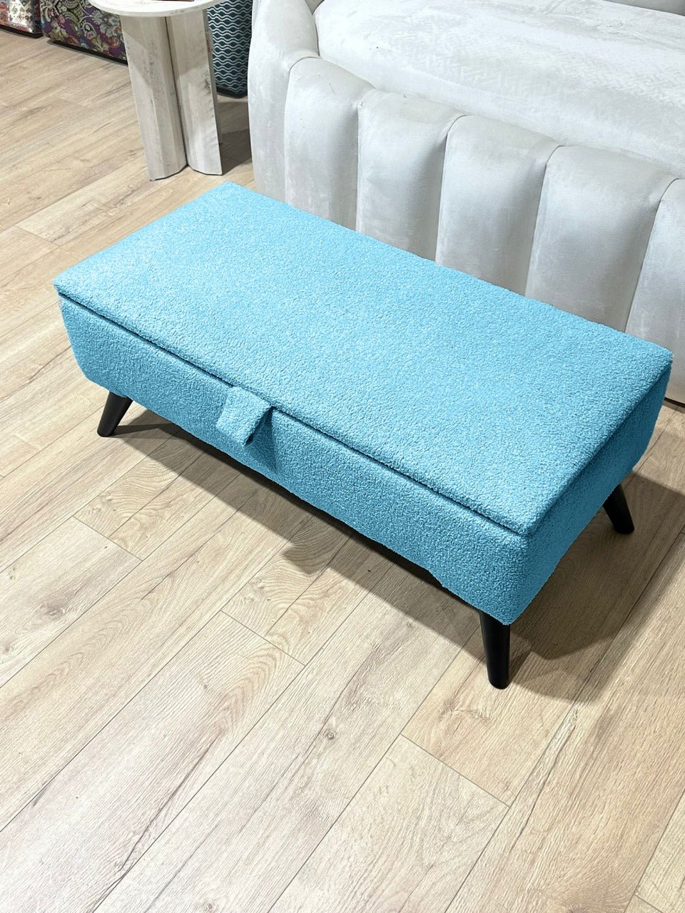 Boucle fabric Plain Ottoman Storage Bench | Ottoman Bench - ISTOOLS