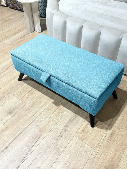 Boucle fabric Plain Ottoman Storage Bench | Ottoman Bench - ISTOOLS