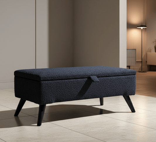 Boucle fabric Plain Ottoman Storage Bench | Ottoman Bench - ISTOOLS