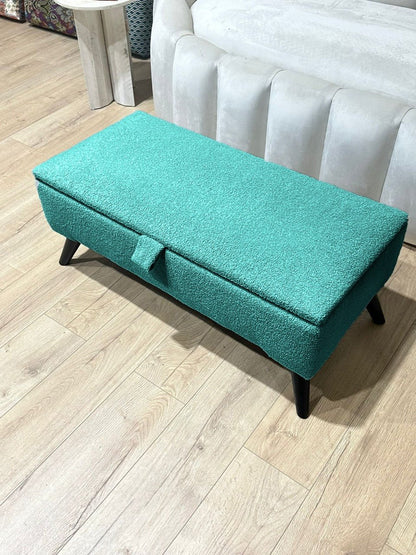 Boucle fabric Plain Ottoman Storage Bench | Ottoman Bench - ISTOOLS