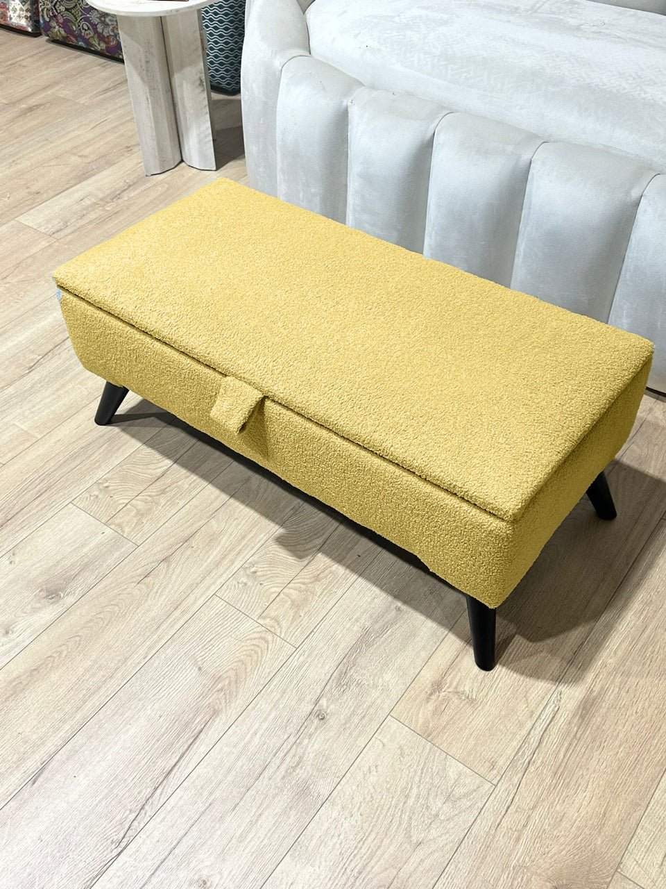 Boucle fabric Plain Ottoman Storage Bench | Ottoman Bench - ISTOOLS
