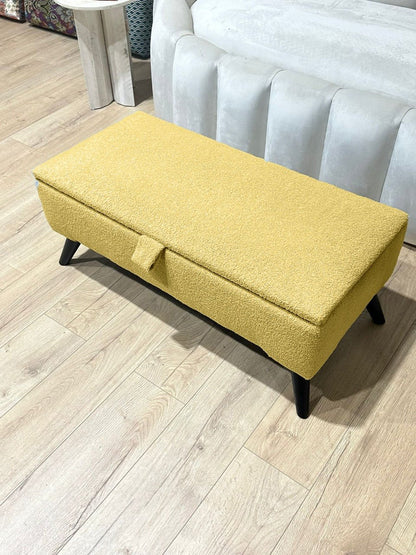 Boucle fabric Plain Ottoman Storage Bench | Ottoman Bench - ISTOOLS