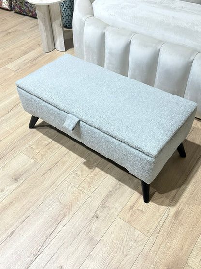 Boucle fabric Plain Ottoman Storage Bench | Ottoman Bench - ISTOOLS