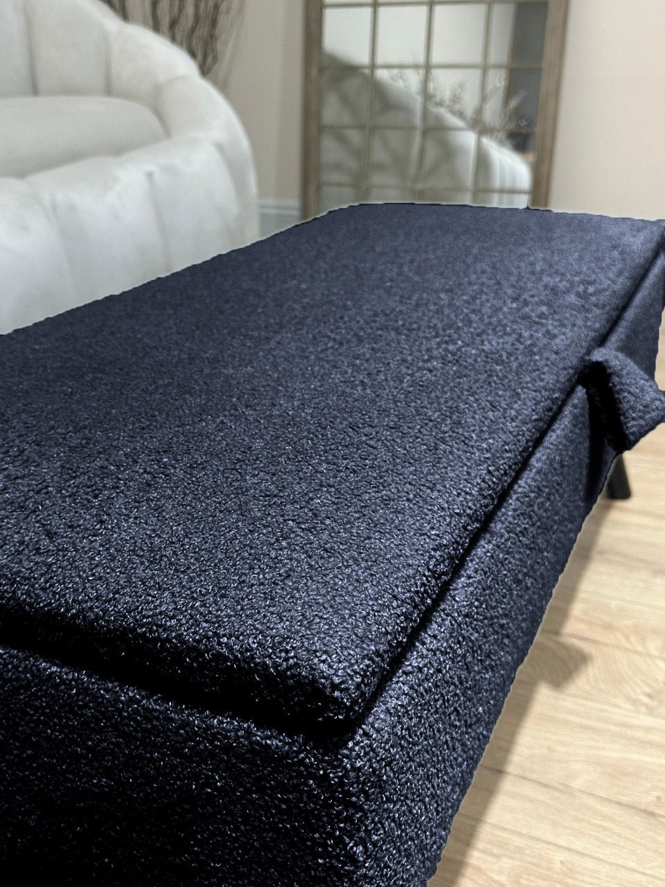 Boucle fabric Plain Ottoman Storage Bench | Ottoman Bench - ISTOOLS