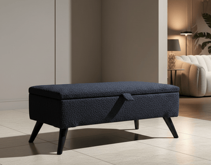 Boucle fabric Plain Ottoman Storage Bench | Ottoman Bench - ISTOOLS