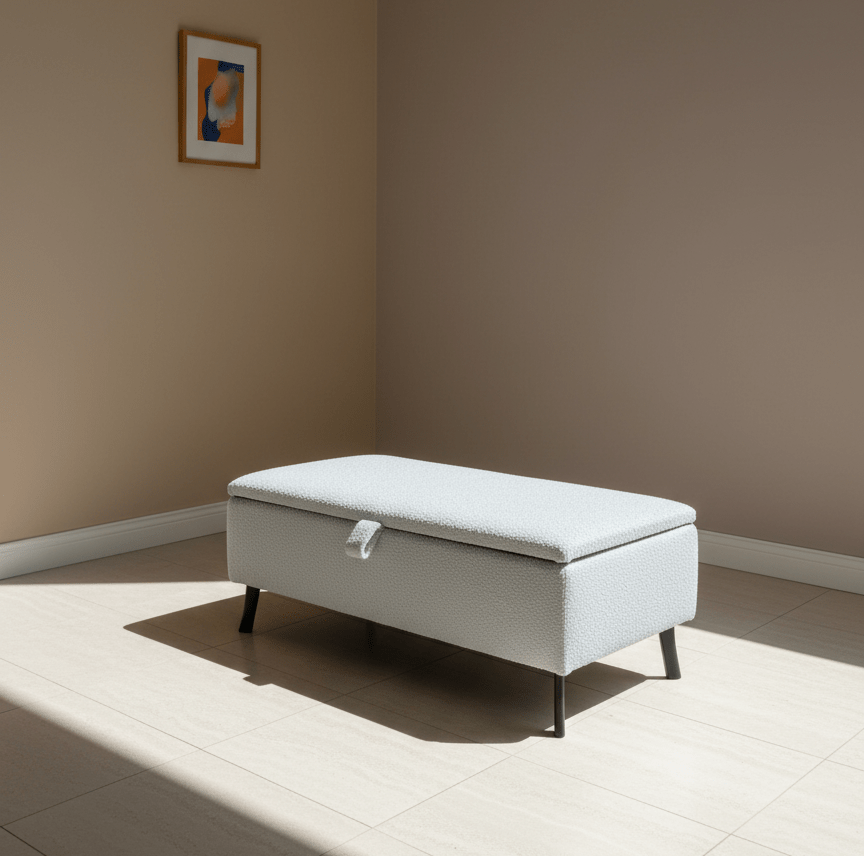 Handmade UK Boucle Teddy Ottoman Bench for Extra Seating and Storage - ISTOOLS