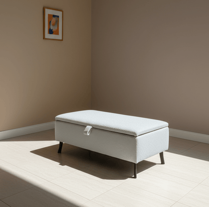Handmade UK Boucle Teddy Ottoman Bench for Extra Seating and Storage - ISTOOLS