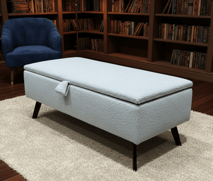 Boucle Teddy Creamy White Storage Ottoman Coffee Table Bench UK Handmade - ISTOOLS