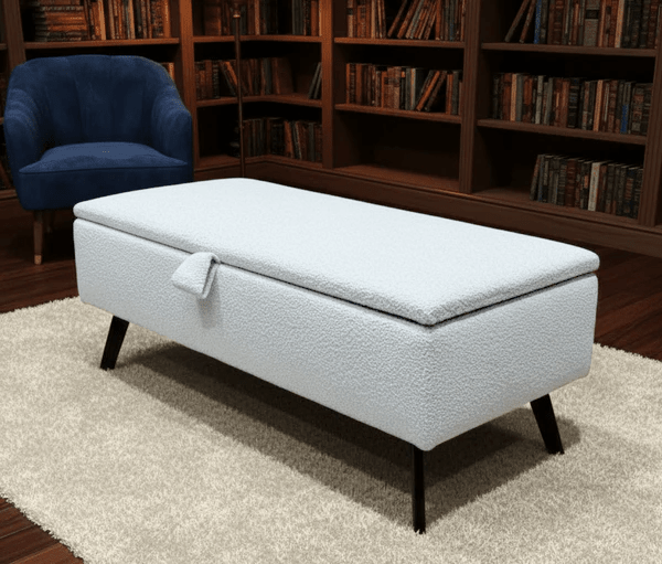 Boucle Teddy Creamy White Storage Ottoman Coffee Table Bench – UK Handmade - ISTOOLS