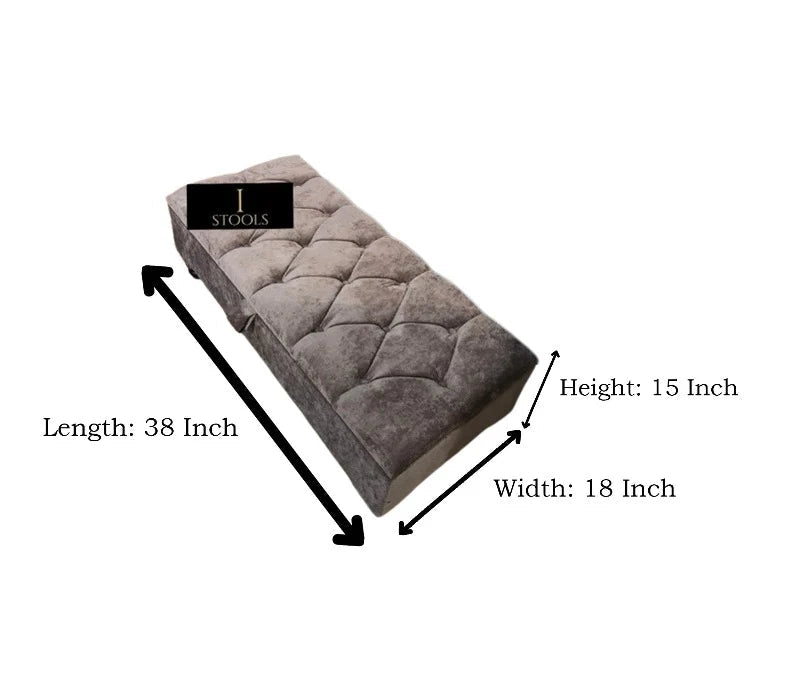 Brown Fabric Coffee Table Ottoman Storage | Large Chesterfield Footstool Bench - ISTOOLS