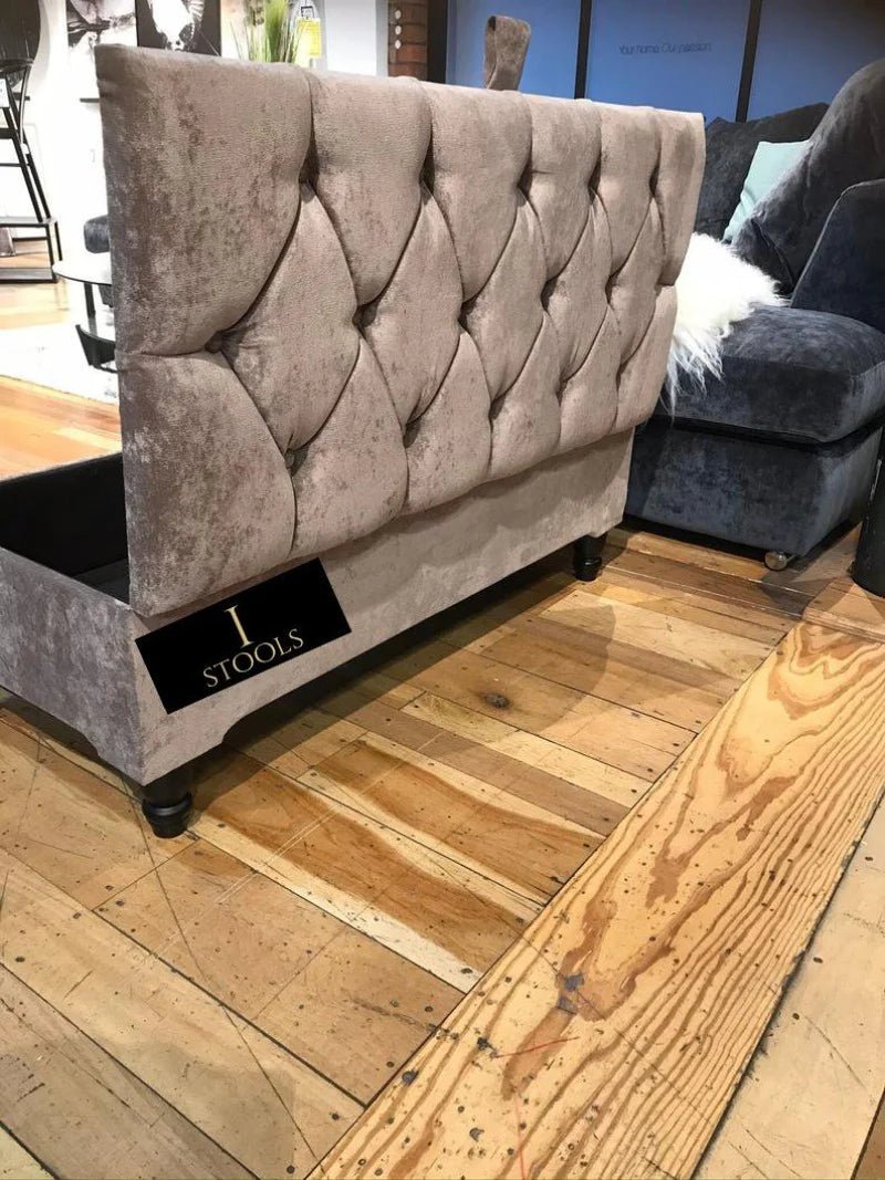 Brown Fabric Coffee Table Ottoman Storage | Large Chesterfield Footstool Bench - ISTOOLS