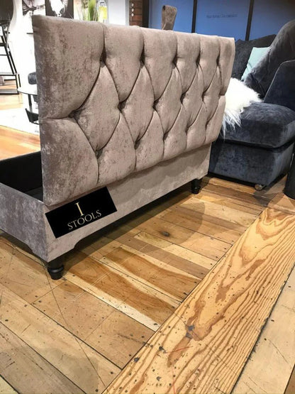 Brown Fabric Coffee Table Ottoman Storage | Large Chesterfield Footstool Bench - ISTOOLS