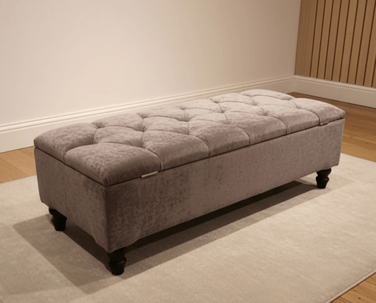 Large tufted storage ottoman coffee table and footstool bench - ISTOOLS