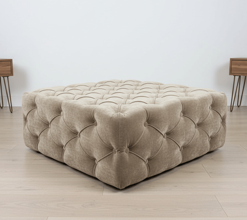 Brown Square Ottoman Coffee Table UK | Large Brown Chesterfield Coffee Table - ISTOOLS