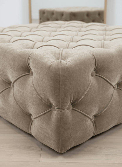 Brown Square Ottoman Coffee Table UK | Large Brown Chesterfield Coffee Table - ISTOOLS