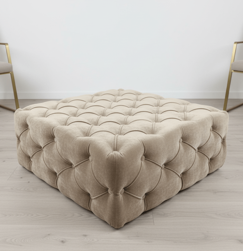 Brown Square Ottoman Coffee Table UK | Large Brown Chesterfield Coffee Table - ISTOOLS