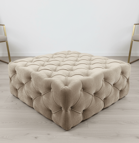 Brown Square Ottoman Coffee Table UK | Large Brown Chesterfield Coffee Table - ISTOOLS